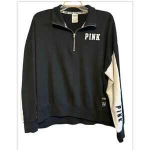 Pink Victorias Secret Black & White Active Wear Long Sleeve Sweatshirt Top Size